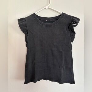 Zara Black Ruffle Sleeve Top